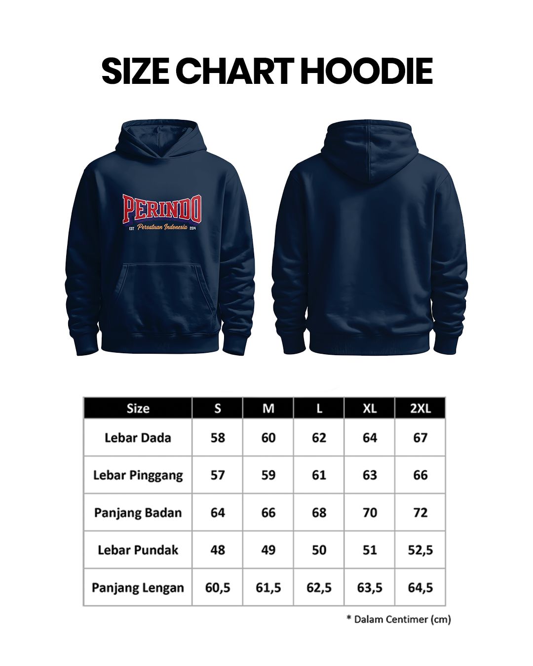 Size Chart Hoodie Perindo
